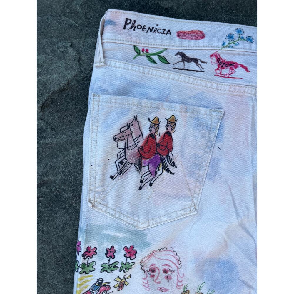 MOTHER The Rider Skimp Straight Leg Jeans Moto-Rabbit Distressed Paint 34 🎨 - Picture 9 of 13